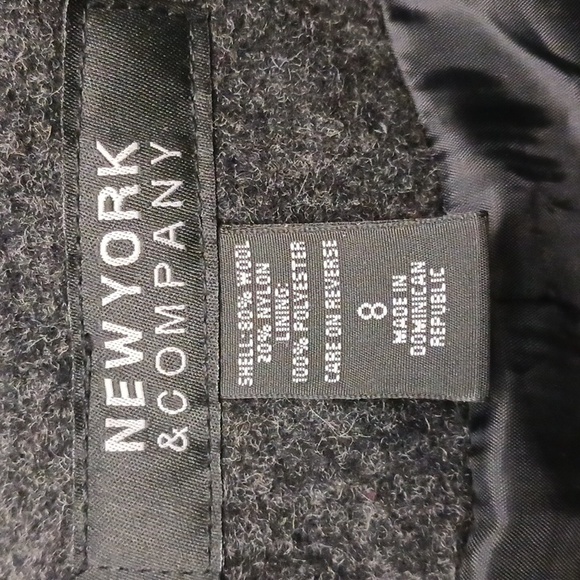 New York & Company size 8 women's dark black gray 80% wool double-breasted coat. - Picture 11 of 17